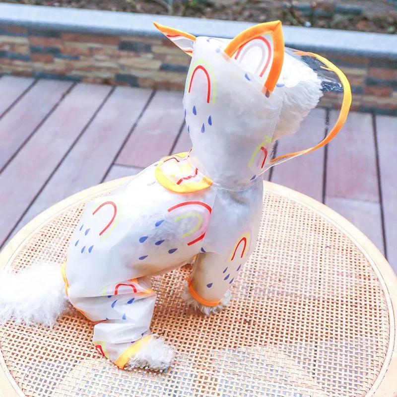 Hooded Dog Raincoat for Small Dogs - small dog wearing waterproof raincoat