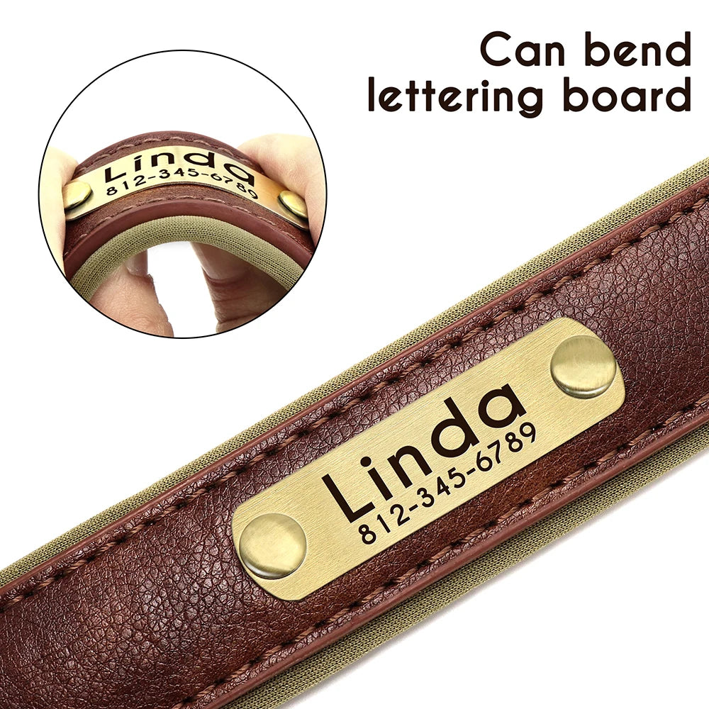 Personalized PU Leather ID Collar for Dogs