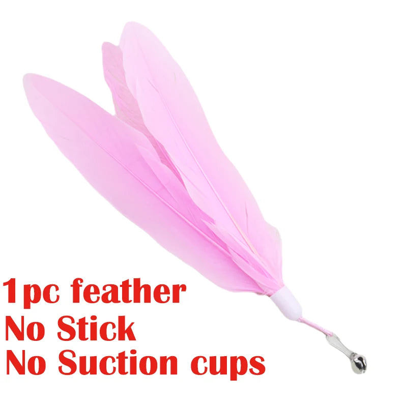 Hands-Free Suction Cup Feather Wand Cat Toy