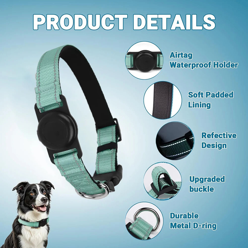 AirTag Compatible Dog Collar - dog wearing reflective adjustable collar