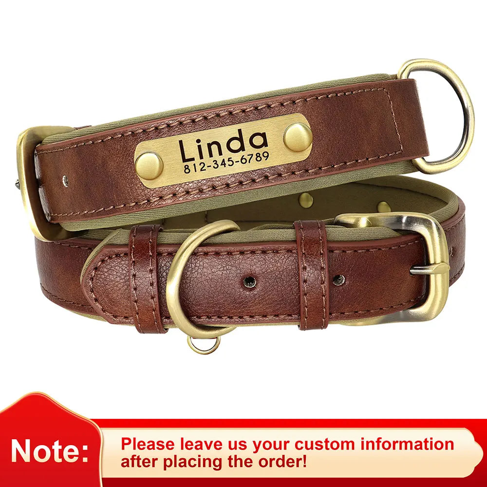 Personalized PU Leather ID Collar for Dogs