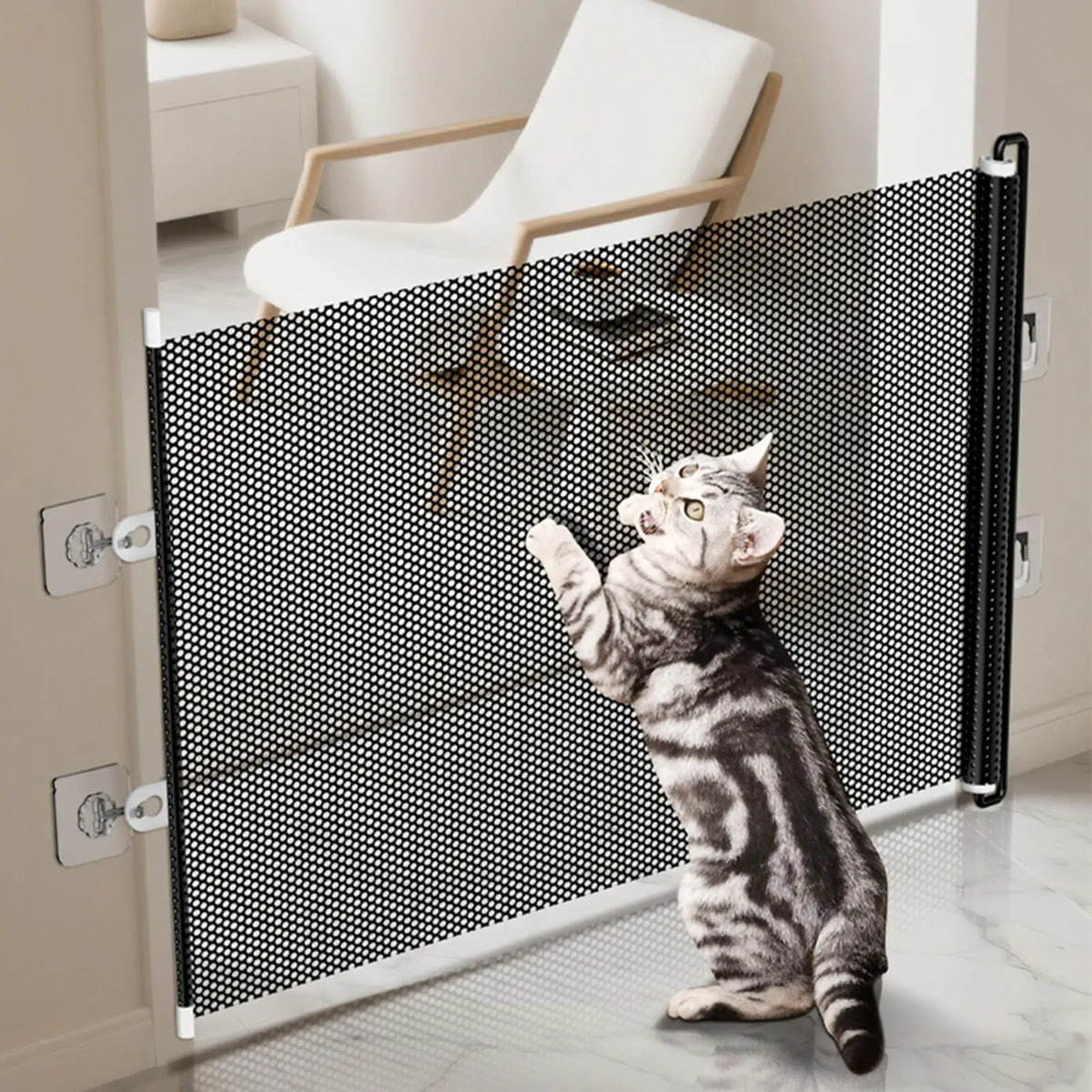 Retractable No-Drill Pet Gate - product detail view