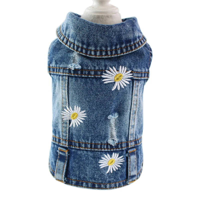 Denim Jean Jacket for Dogs – Casual Vest Coat for Small to Medium Breeds