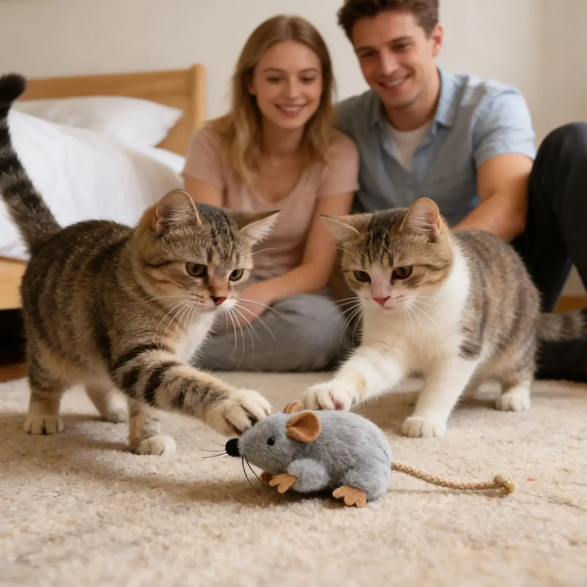 Realistic Plush Mouse Cat Toy – Moving Tail & Sound
